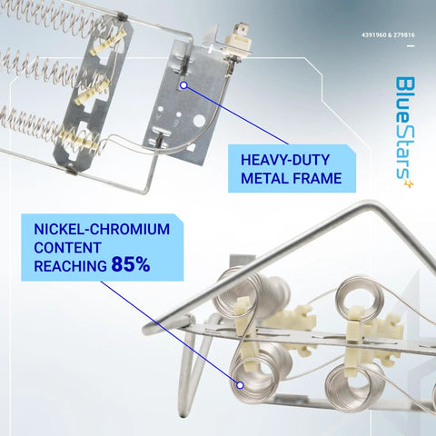 Heavy Duty Dryer Heating Element And Thermal Cutoff Kit For Whirlpool And Kenmore Dryers, nickel-chromium frame.