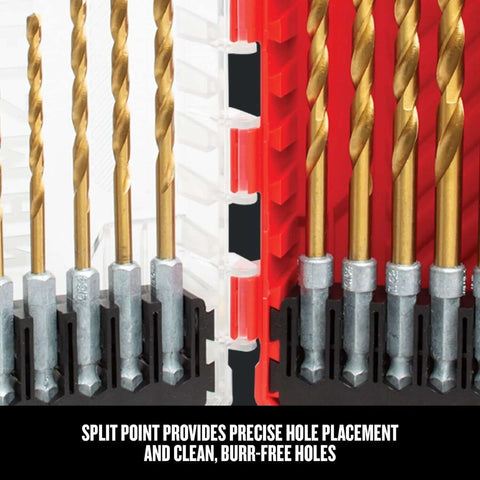 Craftsman 21-piece titanium nitride coated drill bit set in a red and clear plastic case