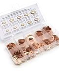 Copper Crush Washer Kit 200 Piece Assortment For Oil Drain Plugs And Gaskets Flat Ring Seals M5-M14 gold finish box