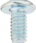 Close-up of a zinc-plated truss head machine screw, showing the threading and head design for home improvement and DIY construction.