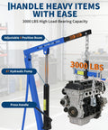 1.5 Ton Hydraulic Engine Hoist With Telescoping Boom Shop Crane For Garage And Warehouse Use 3000 Lb Capacity Blue lifting engine