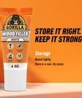 Pro Grade White Wood Filler That Kicks Out Nasty Cracks Holes And Gouges Water Resistant Paint Ready Acrylic Formula 6 Oz Tube with storage tips