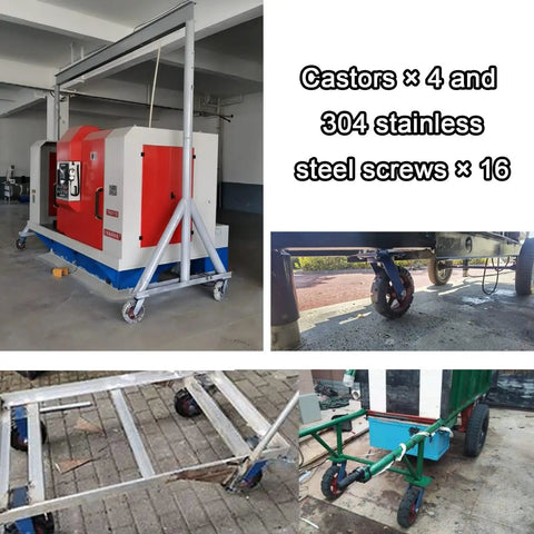 Heavy Duty 4 Pack Caster Wheels With Brakes 360 Degree Swivel No Noise Steel Plate Rubber Wheels on industrial machinery
