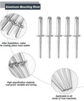 Aluminum Pop Rivets Kit, 60-Piece Set, Diameter Three Sixteenth Inch, Grip Length Three Quarter Inch, marine-grade blind rivets.