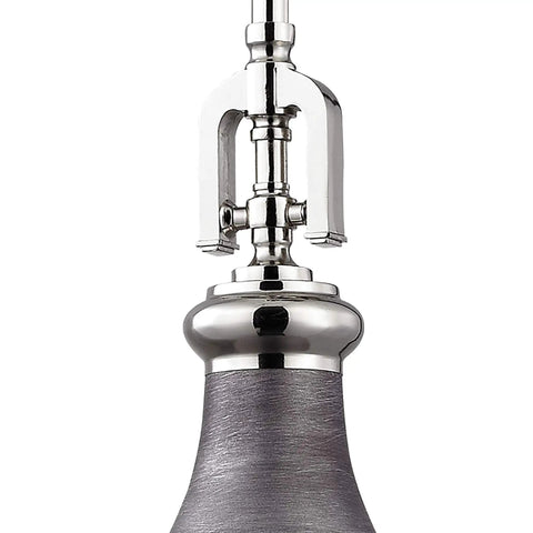 Weathered Zinc Mini Pendant Light with frosted glass diffuser, metal shade, sleek metal fixture, durable construction.