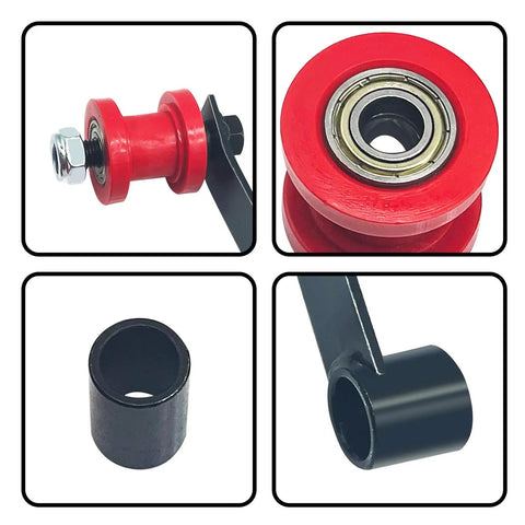 Chain Tensioner Adjuster Roller Guide With Spring For Go Kart ATV Quad 110cc 125cc 150cc 200cc 250cc Using 420 428 Or 530 Chain Heavy Duty Red Built For Rugged Off Road Use And Long Lasting Durability, various parts close-up