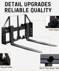 Premium Heavy Duty 45 Inch Tractor Pallet Forks Paired With Robust 50 Inch Forklift Blades focus on quality details and attachments.
