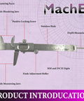Diagram of Pro Grade Non Digital Vernier Caliper For Inside Outside And Depth Measurements, Stainless Steel Body