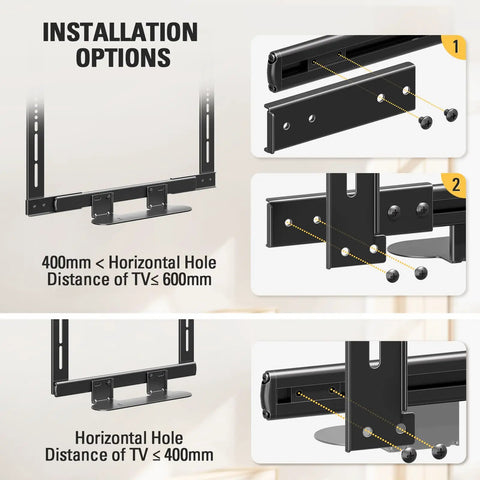 Low Profile Soundbar Mount For Sonos Beam With No Fuss Easy Access Design, Sliding Block Extension Arm, Fits TVs Up To 600x400mm, Aluminum Bracket Holds Up To 13 Lbs, Keeps Soundbar Under Your TV For Rich Immersive Audio installation options