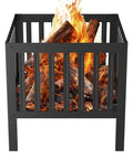 Square 16x16 Inch Fire Pit For Backyard Parties And Camping, Durable 1.2mm Metal Outdoor Bonfire Pit, Four Sided Design, Black