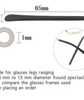 Colorful Silicone Eyeglass End Tips Set With Anti Slip Ear Hooks And Sport Strap Holder dimensions guide