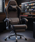 Ergonomic Gaming Chair With Massage Lumbar, Footrest, And 2D Linkage Armrests For Pro All Day Comfort, black chair in office