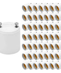 GU24 To E26 E27 Adapter 50 Pack Heat Resistant Up To 392 Fahrenheit Fire Resistant Converts GU24 Bi-Pin Based Fixture To E26 E27 Standard Screw-In Socket White