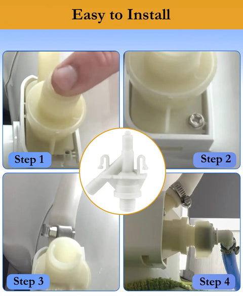 Dometic RV Toilet Water Valve Replacement Kit With Freeze Resistant Tech For 300 310 320 Pedal Flush Models No Hassle Easy Install Leakage Resistant Glass Fiber Reinforced Polymer Durable Camper Toilet Valve For Van And RV installed on RV toilet hose connection