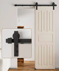 Hella Smooth Five Foot Sliding Barn Door Hardware Kit With Rock Solid Heavy Duty Track Rails And Easy Peasy Roller Wheels For Single Door Up To Thirty Inches Wide Zero Fuss Installation on installed barn door.