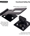 Heavy Duty Swivel Staple Hasps With Twist Knob Padlock Clasp Secures Gate Fence Or Barn Door Featuring Rust Proof Steel mounted with ribbed design.