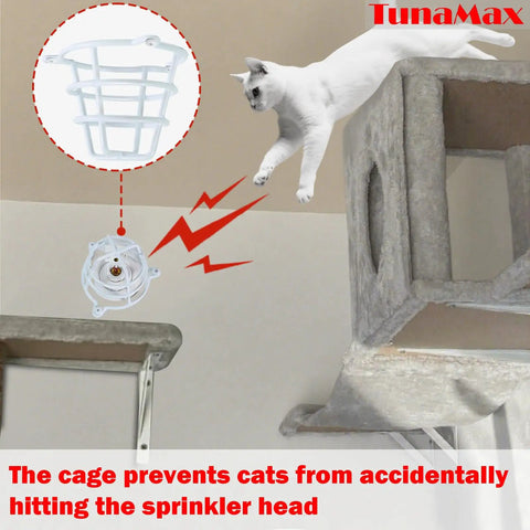 Straight Up Heavy Duty White Sprinkler Cage Guards Designed To Block Accidental Hits On Recessed Ceiling Pipes, protecting against pet impacts.