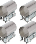 Four Pack 2.5 Inch Stainless Steel Butt Joint Exhaust Clamp Band Sleeve Built Tough Premium Durable Auto Exhaust Clamp