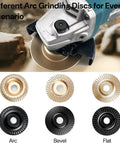 7 Piece Angle Grinder Wood Carving Disc Set for Four Inch or Four and a Half Inch Grinders with Five Eighth Inch Arbor displayed