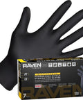 Raven Powder Free Nitrile Disposable Gloves X Large 7 Mil Thick Pack Of 100 Black Ambidextrous Exam Grade