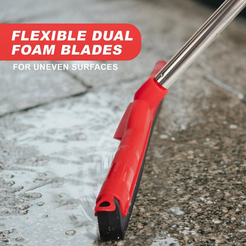 Floor Squeegee Scrubber With Adjustable Detachable Stainless Steel Handle Workhorse Heavy Duty Household Broom EVA Foam Blade