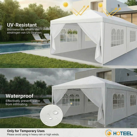 10x30 Ft Party Tent Outdoor Canopy For Parties With 8 Removable Sidewalls Waterproof Gazebo Style Backyard Shelter