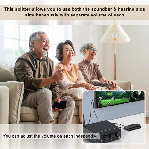 Three people enjoying a movie with Toslink Optical Audio Splitter Cord One To Two Digital Fiber Optic Y Splitter For Living Room Soundbars Console Gaming Straight Hookup Zero Signal Loss Drop Some Sweet Tracks 6Ft Long.