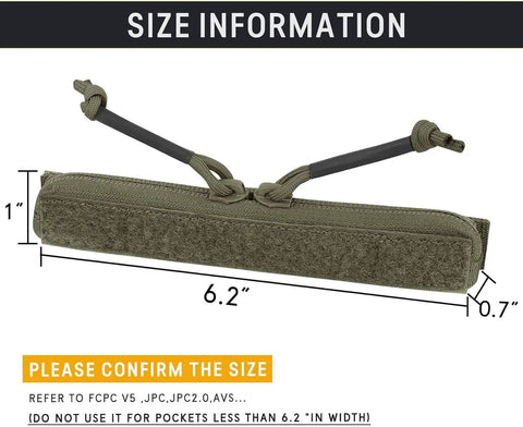 Tactical Drop-In Zipper Inserts For Built-In Vest Plate Bag Admin Pocket, Fast Access Front Or Rear Pocket, Plastic Stiffener Size Guide