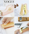 Pink Stapler And Tape Dispenser Set With Acrylic Desktop Organizer Dope Desk Setup Kit displayed with all components visible