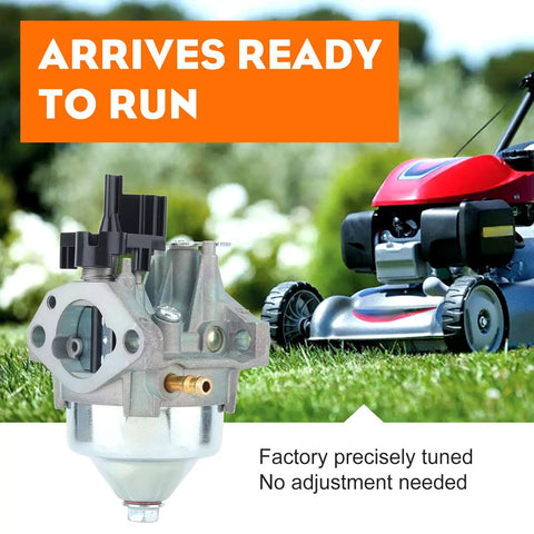 Auto Choke Carburetor And Air Filter Kit For Honda GCV160 Engines displayed in front of a lawn mower on grass