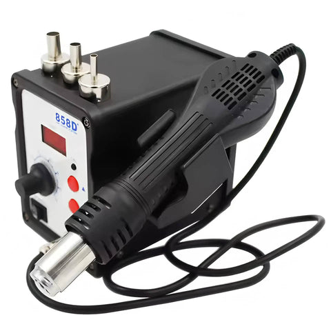 858D Hot Air Desoldering Station With LCD Display 750W Workhorse Rework Tool for Chip PCB SMD Repairs