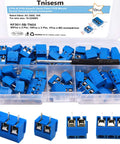 Boxed 2 Pin And 3 Pin 5mm Pitch PCB Mount Screw Terminal Block Connectors Blue For 14 To 22 AWG Wire Rated 300V 10A Easy Splice With Phillips Screwdriver