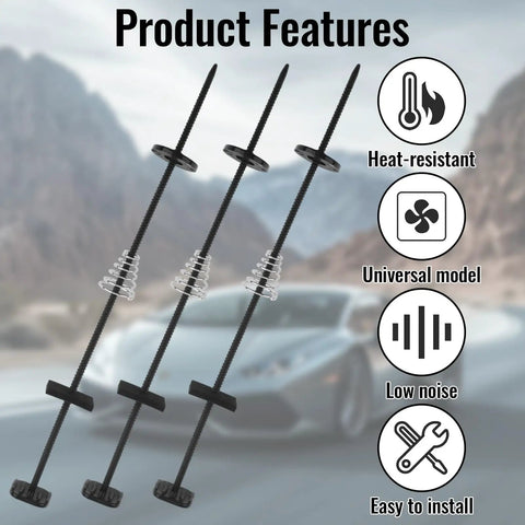 Eight Set Radiator Fan Zip Ties Kit With 160 Pieces For Universal Car Engine Cooling Mounting, heavy-duty straps visible