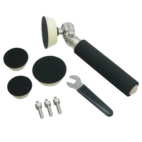 Ergonomic Handheld Bowl Sander Kit For Wood Turning Works Magic On Convex And Concave Surfaces With Easy Angle Swaps and comes packed with quality grit papers.