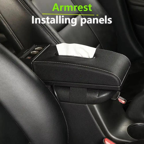 Premium Custom Fit Car Armrest Storage Box For Tesla Cybertruck Center Console Upgrade with soft faux leather and tissue holder.