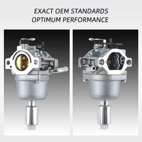 Front and back view of Nikki Carburetor For 594601 591736 796587 19 19.5 20 20.5 21 HP Craftsman Riding Lawn Mower with gasket