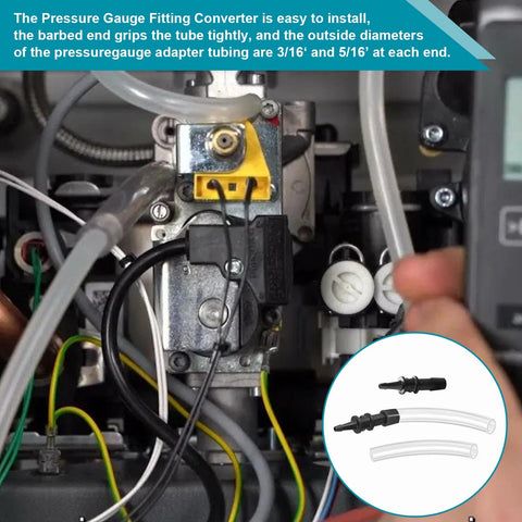 RMA316 manometer tube adapters, 2-pack, 3/16–5/16 in, black fittings with clear tubing