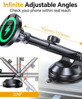 MagSafe Car Mount Charger With Ultra Magnetic Phone Holder showing adjustable arm and mount angles