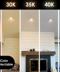 Comparison of five color temperatures, 2700K to 5000K, for 6 Inch White Adjustable Gimbal Wafer Downlight 12W 5CCT Dimmable.