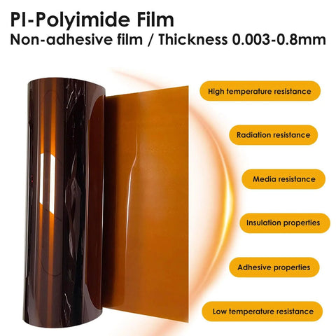 Polyimide PI Film Sheet For Electronics And Industrial Use showing thickness and resistance features
