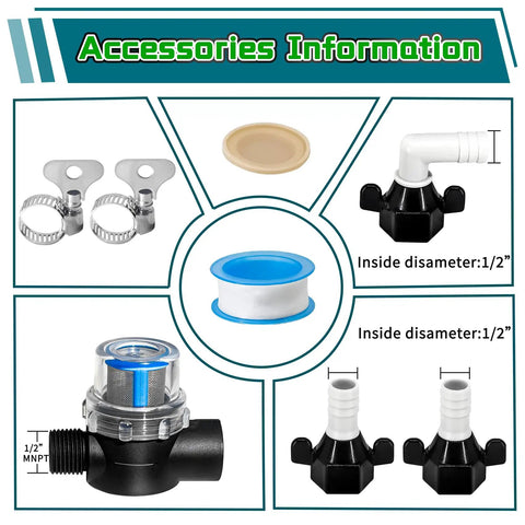 12V 45 PSI Diaphragm RV Water Pump Delivers 3.5 GPM Fresh Water For RVs Boats Yachts With One Half MNPT Connection accessories