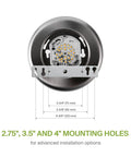 Back view of 12 Pack 4 Inch LED Disk Lights, 10W, 5CCT 2700K-5000K, 685 Lumens, CRI90, for 2.75, 3.5, 4 inch mounting holes.
