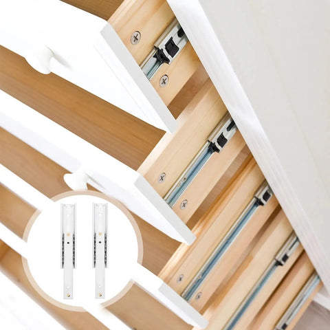 Full Extension Drawer Slides 2 Pack With Detachable Quick Release Latches For Tool Free Assembly in kitchen cabinet