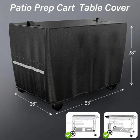 Pizza Oven Cart Table Cover For Outdoor Grills 53 X 26 X 28 In Heavy Duty 600D Weather Resistant Fabric With Drawstring