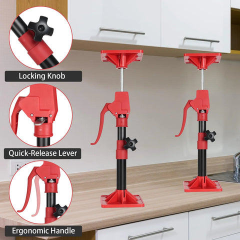 Amazon Cabinet Jacks (2-pack) red adjustable third-hand supports for upper cabinets, 11.8–23.5 in, 78 lb capacity