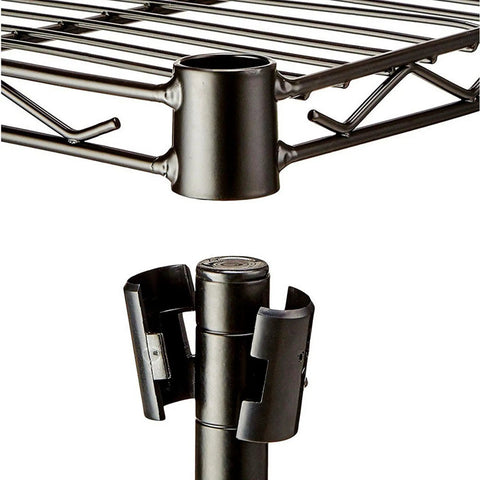 Heavy Duty Wire Shelving Units 36W By 14D By 32H Metal Storage Display Shelves With NSF Certification, 250 Lbs Per Tier Capacity, Rust Resistant Coated Finish, Easy Assembly For Garage Basement Workshop, Pro Grade Durable Steel Frame close-up of steel shelf connector