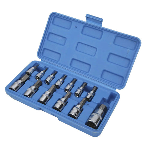Versatile 13 Piece Wrench Hex Bit Socket Set with blue Tool Box for Auto Maintenance and Repair 4 3 8 Drive