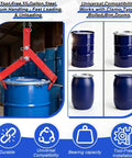 Heavy Duty Vertical Drum Lifter For 55 Gallon Steel Or Plastic Barrels Handles Up To 1100 Pounds with red hydraulic clamp grip.