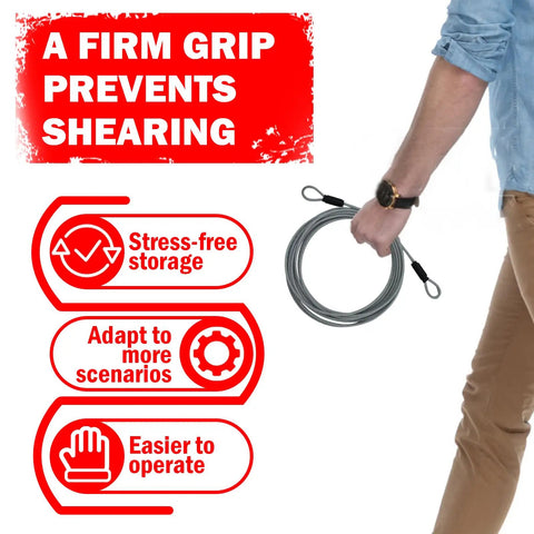 Person holding 3Mm Stainless Steel Security Cable For Luggage And Bike Locks Go To Double Loop Flexible Wire Rope 2 Pack
