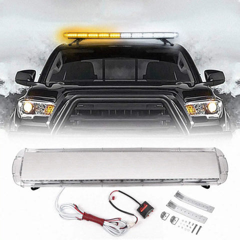 Straight Up 47 Inch 88 Watt Amber White Led Emergency Warning Beacon Strobe Light Bar With Slick Low Profile Rooftop Mount And 13 Modes For Badass Work Trucks And Vans